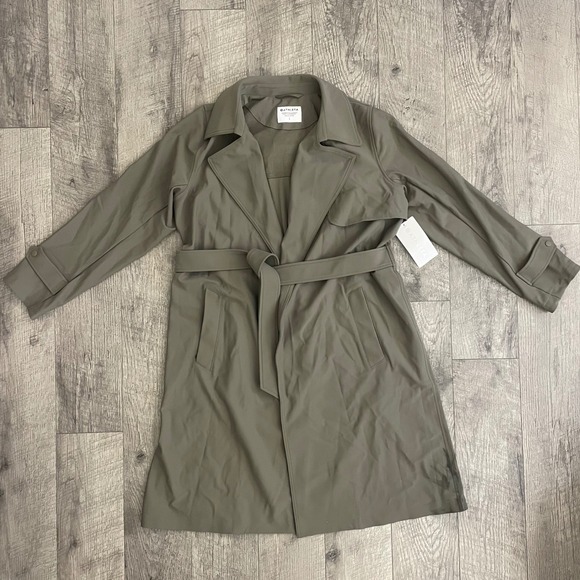 Athleta Jackets & Blazers - Athleta Stellar Trench Coat Olive Green Water Repellent Mesh Venting Womens L